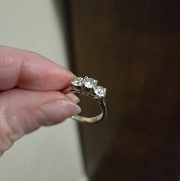 Helzberg Diamonds Silver Engagement Ring with Three Round Diamonds - Picture 5 of 9